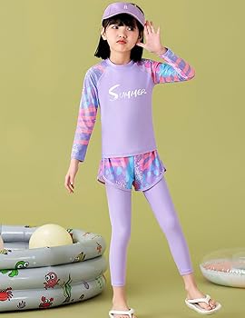 Amazon.co.jp: [AILITI] キッズ 水着 女の子 長袖 セパレート 3